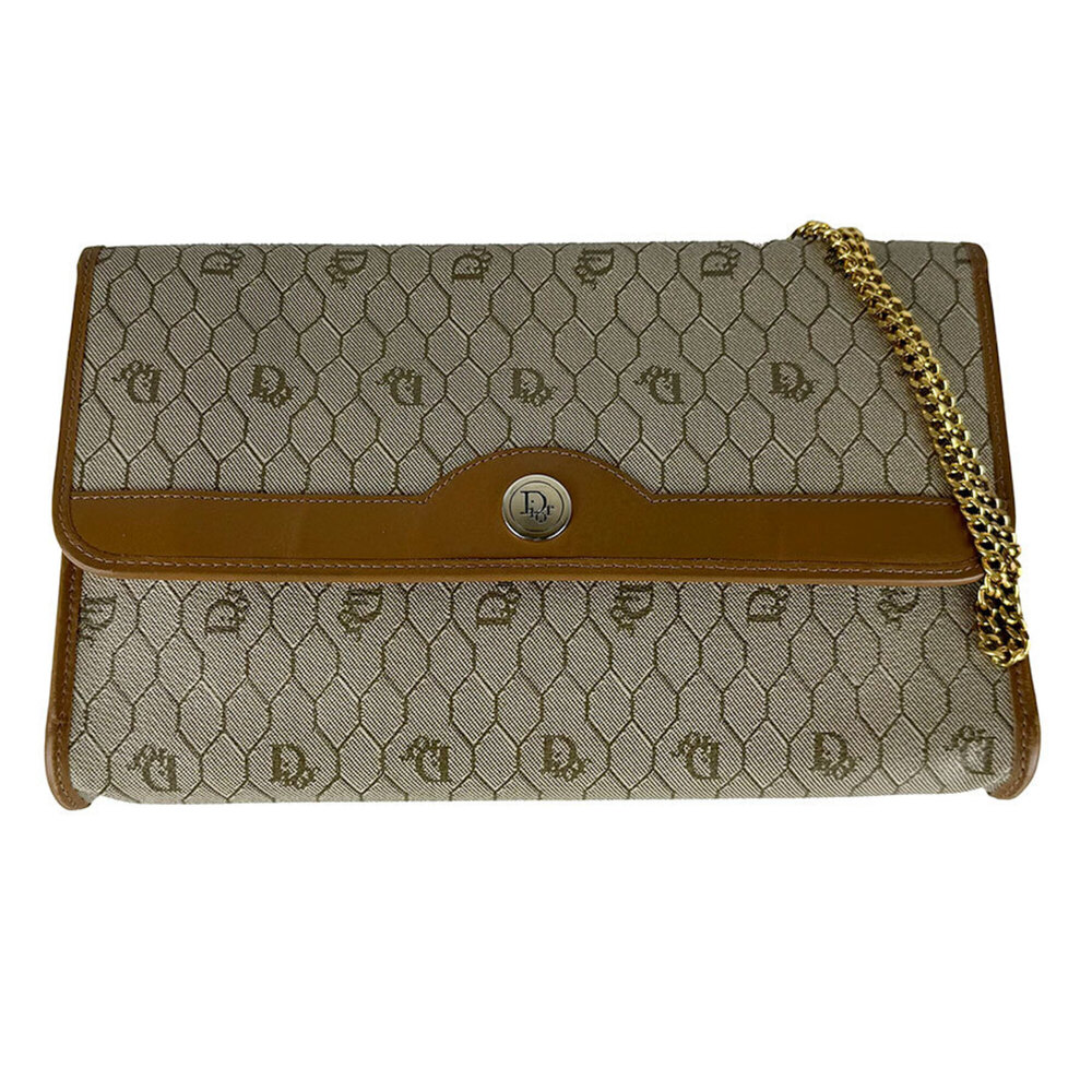 Christian Dior shoulder bag, metal, beige-brown, gold, women's, z11032